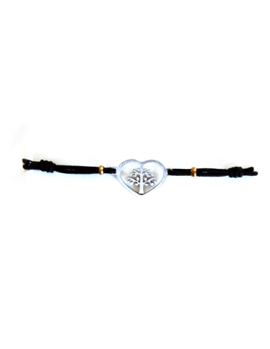 Bracelet arbre & coeur acier fantaisie à cordon élastique ajustable