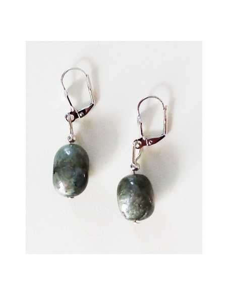 Boucles d'oreilles labradorite larkivite pierre naturelle 1 cm