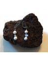 Boucles d'oreilles pierre howlite boules et chips pendantes