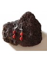 Boucles d'oreilles jaspe rouge boules pendantes