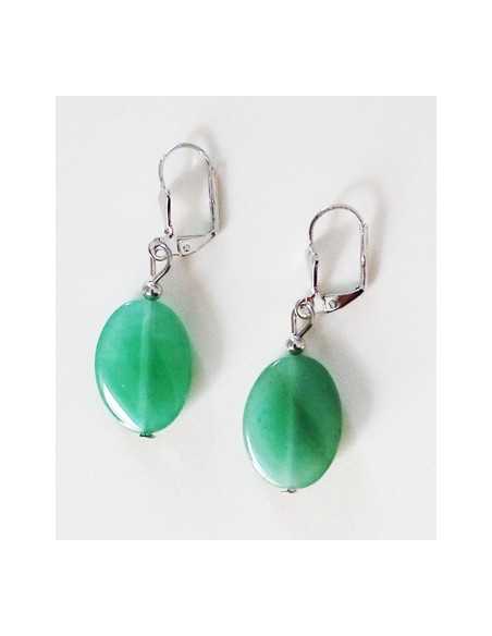 Boucles d'oreilles aventurine ovales 2 cm