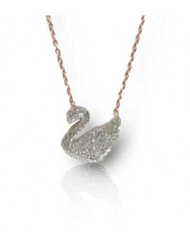 Collier acier inoxydable 316L doré pendentif canard décoré de cristal