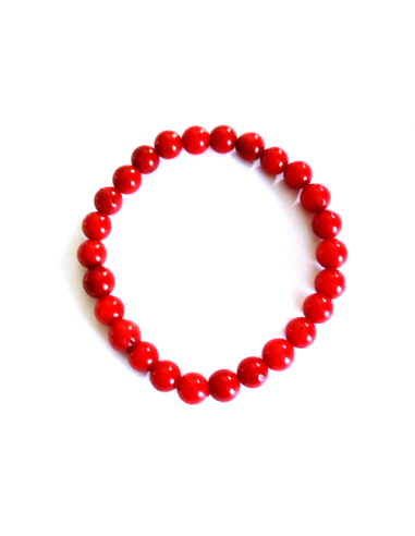 Bracelet perles de corail d'imitaion boules 5 mm