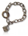 Bracelet grosse maille souple pendentif dé serti