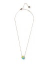 Collier pendentif acier inoxydable motif géométriques jaune/bleu