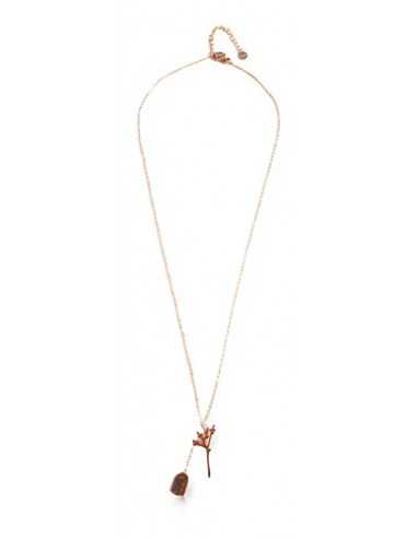 Collier pendentif acier inoxydable motif branche et cage oiseau