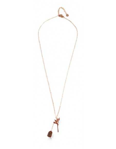 Collier pendentif acier inoxydable motif branche et cage oiseau
