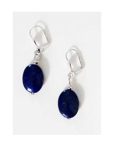 Boucles d'oreilles lapis-lazuli ovales 2 cm