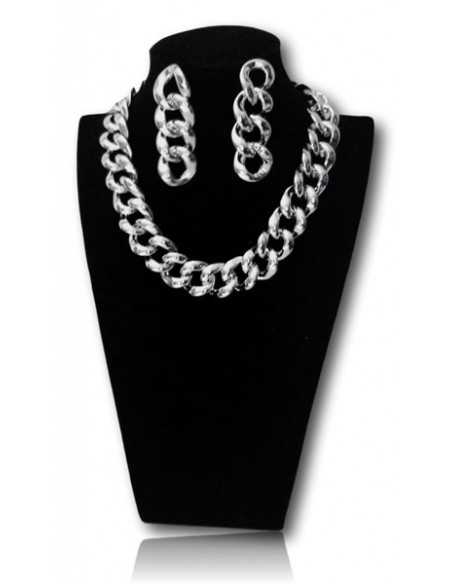 Parure collier grosse maille XXL et boucles d'oreilles