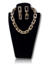 Parure collier grosse maille carré XXL et boucles d'oreilles