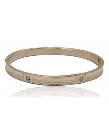 Bracelet acier inoxydable avec motifs et zircons cubiques