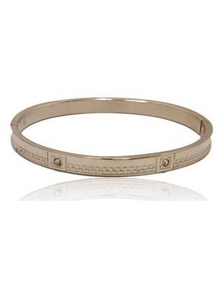 Bracelet acier inoxydable avec motifs et zircons cubiques