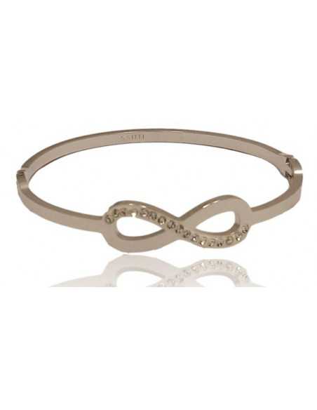 Bracelet acier inoxydable motif infini large serti de zirconiums