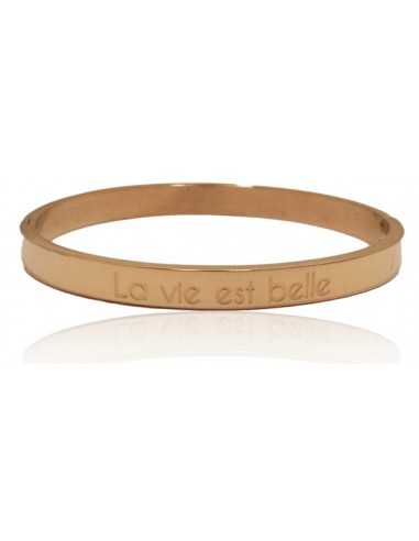 Bracelet jonc acier avec message " La vie est belle "