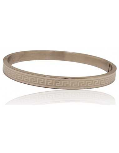 Bracelet jonc acier avec motifs ethniques géométriques