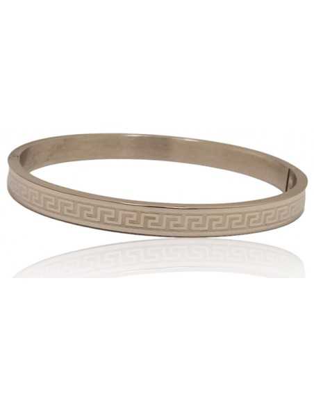 Bracelet jonc acier avec motifs ethniques géométriques