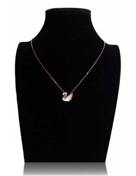 Collier acier inoxydable 316L doré pendentif canard décoré de cristal