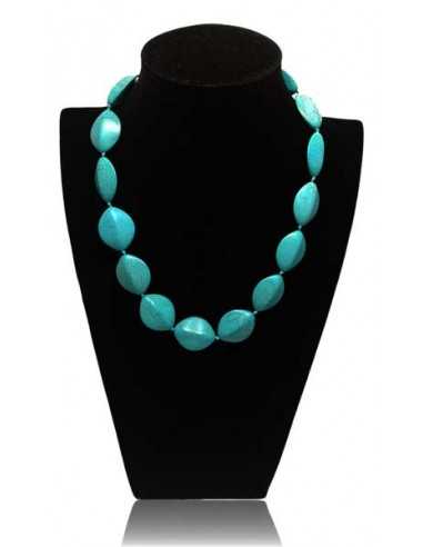 Collier turquoise pierres de synthèse ovales facettées