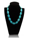 Collier turquoise pierres de synthèse ovales