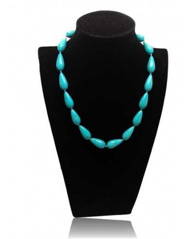 Collier turquoise pierre de synthèse fines gouttes