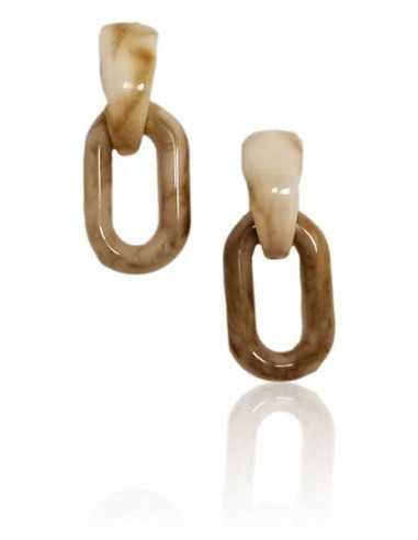 Boucles d'oreilles anneaux pvc effet beige irisé