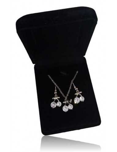 Parure en coffret collier pendentif cerises et B.O
