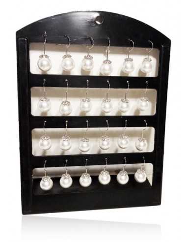 12 paires de B.O pendantes boules nacrée serties sur présentoir