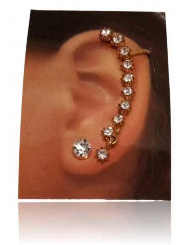 Bijou d'oreilles ligne de strass et clou serti