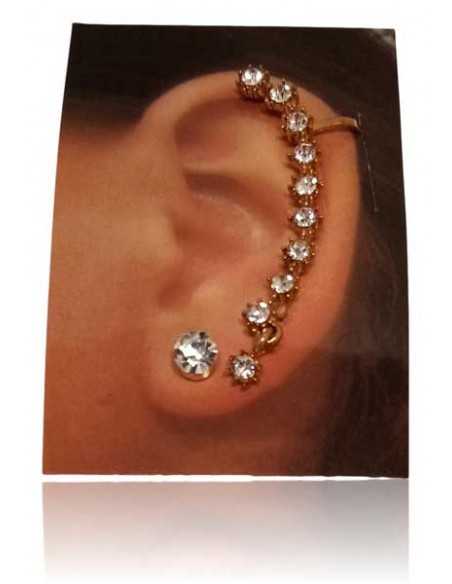 Bijou d'oreilles ligne de strass et clou serti