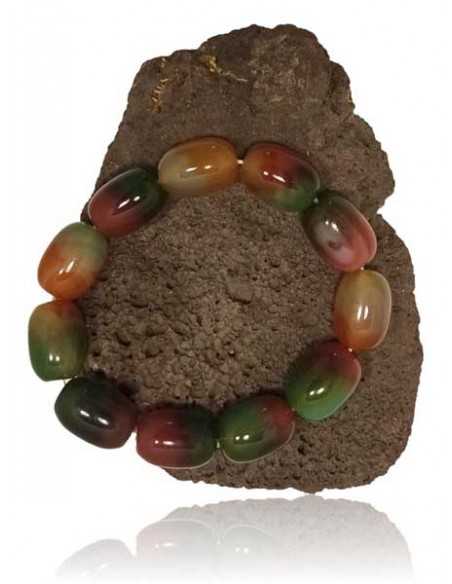 Bracelet agate perles cubiques larges divers coloris