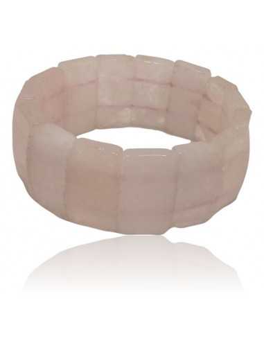 Bracelet quartz rose manchette large pierres rectangles