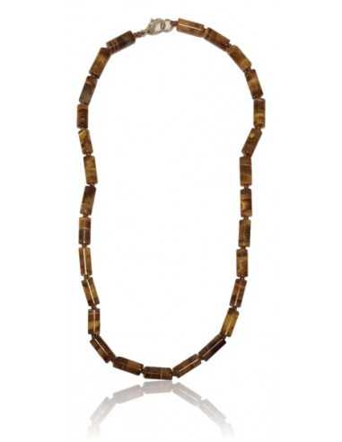 Collier oeil de tigre pierres cubiques allongées