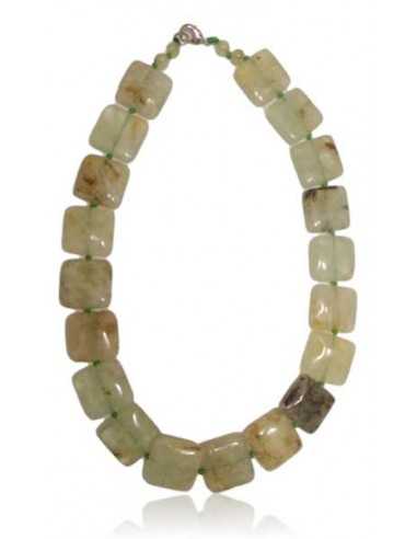 Collier prehnite pierres carrées