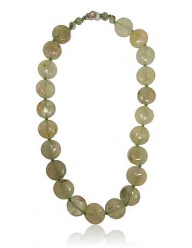 Collier prehnite pierres rondes plates