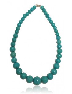 Collier turquoise reconstituée perles rondes tailles dégradées