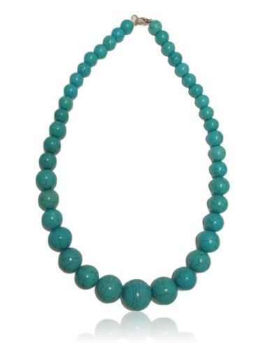 Collier turquoise reconstituée perles rondes tailles dégradées