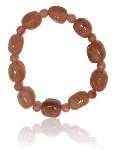 Bracelet quartz rose lavande pierres cubiques & boules