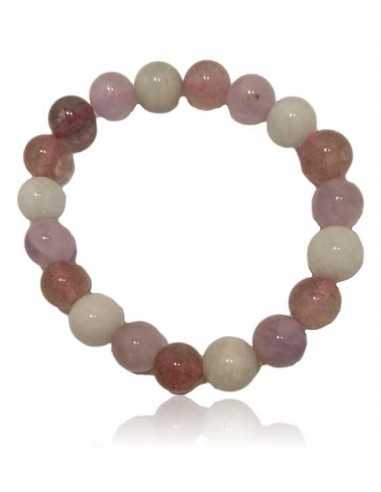 Bracelet pierres boules améthyste/ aigue marine/ quartz rose lavande