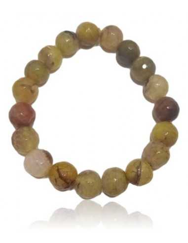 Bracelet agate verte kaki pierres boules 10 mm