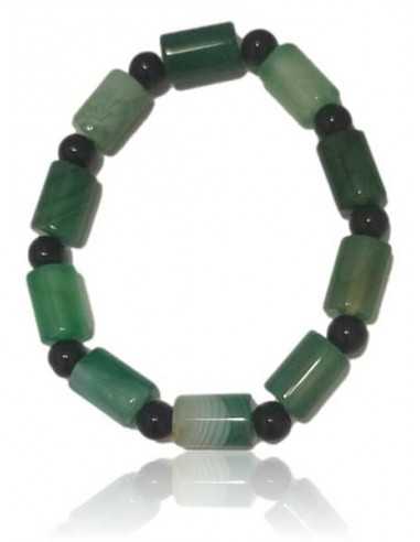 Bracelet agate verte pierres tubes cubiques