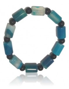 Bracelet agate bleue pierres tubes cubiques