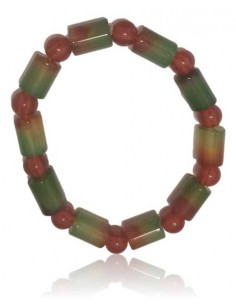 Bracelet agate perles cubiques tons vert / marron