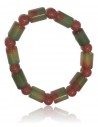 Bracelet agate perles cubiques tons vert / marron