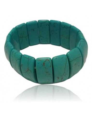 Bracelet pierre turquoise de synthèse manchette carré large