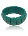 Bracelet pierre turquoise de synthèse manchette carré large