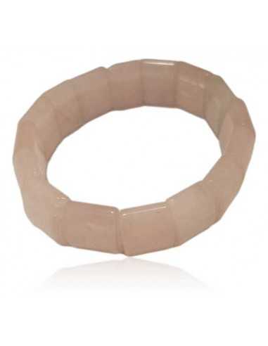 Bracelet quartz rose pierres moulées carrées larges