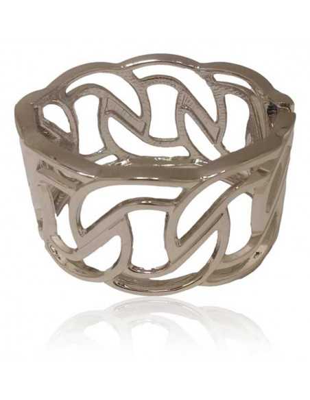 Bracelet manchette métal rigide large motifs géométriques