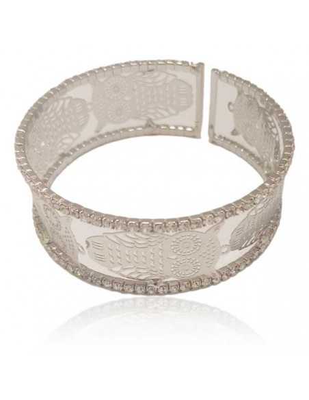 Bracelet manchette hiboux motif filigranes