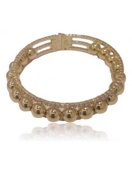 Bracelet manchette souple rangées de strass et boules