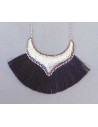 Collier franges à fil noir style ethnique 56 cm